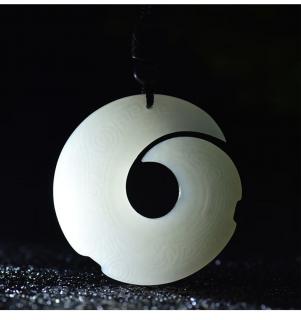 昆玉谣和田玉羊脂玉白玉时来运转平安扣吊坠男女款玉石项链玉佩玉坠